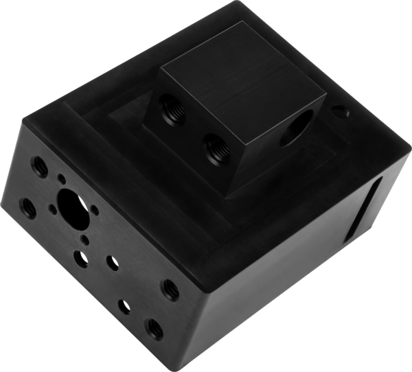 Milled part of Black Delrin plastic material