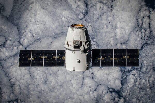 Satellite in orbit above earth