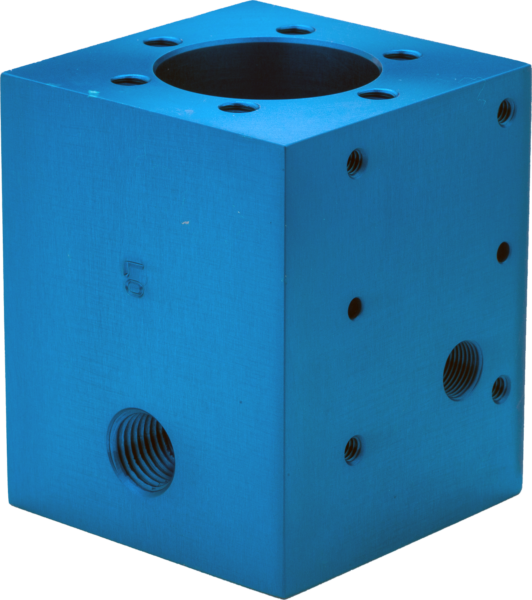 Anodized aluminum part machined milled